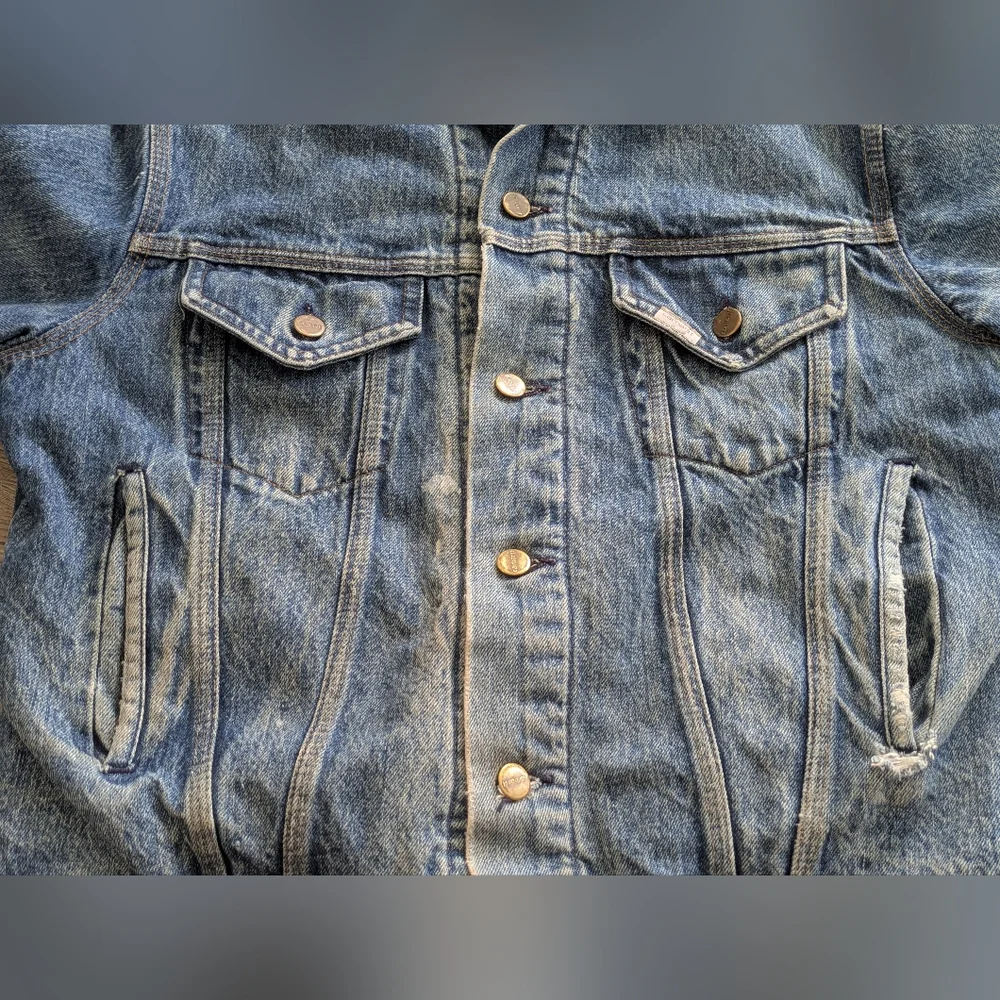 Vintage Rare Carhartt Trucker Jean Denim Jacket Blanket Lined Mens 40 Distressed - Picture 9 of 11